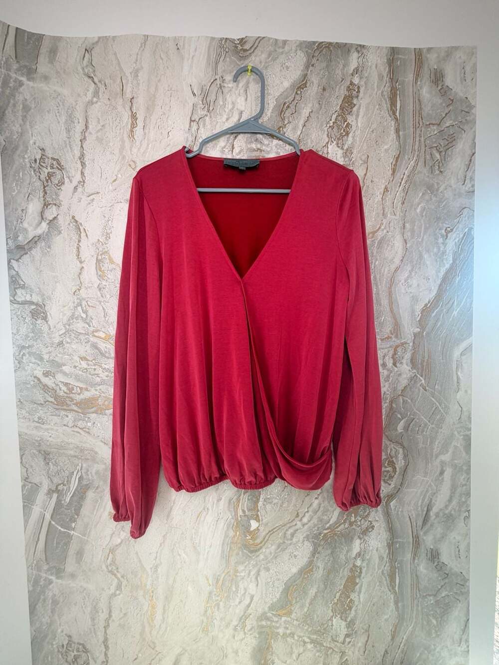 Sunday In Brooklyn Womens Modal Surplice Faux Wrap Top Blouse Size Small Red